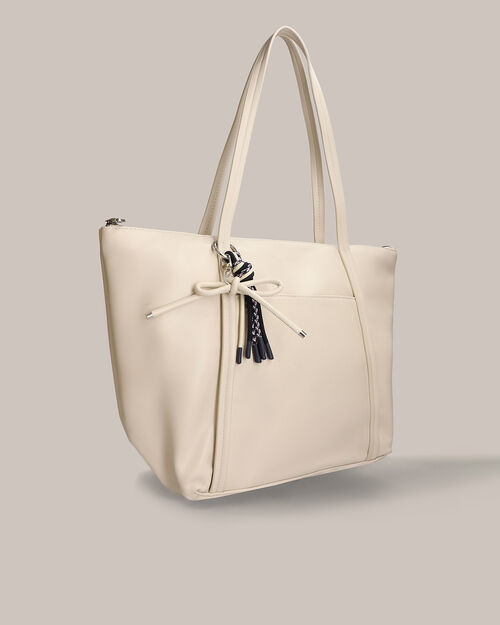 Bolso Shopper Efecto Piel Beige